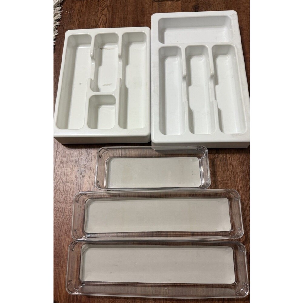 Silverware Tray Plastic Flatware Organizer Kitchen Drawer Lot Wheels Nice!
